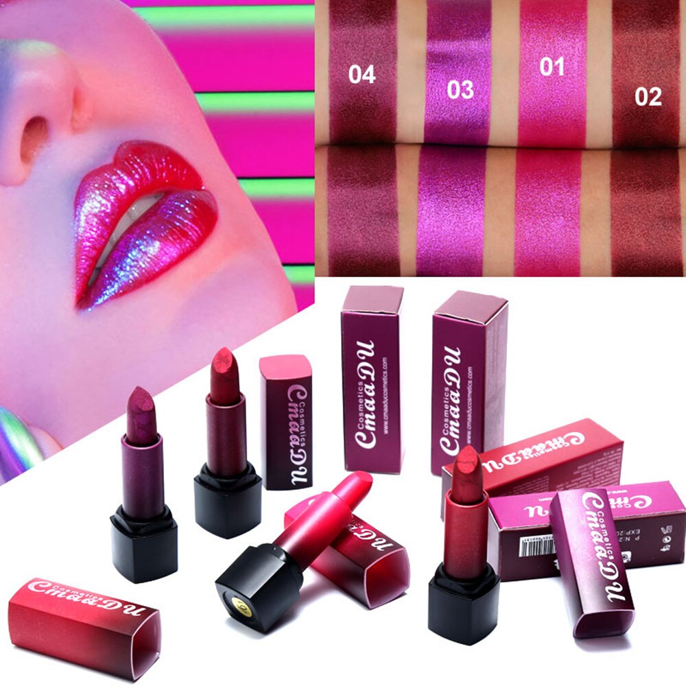 CmaaDu Metal Lipstick Diamond Waterproof Makeup Long Lasting Not Fade Glitter Lip Stick Korea Cosmetics maquiagem TSLM2