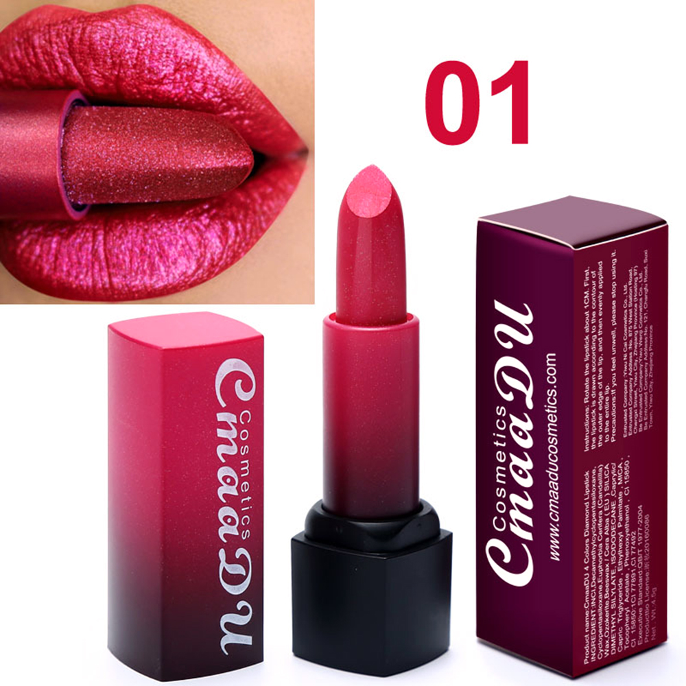 CmaaDu Metal Lipstick Diamond Waterproof Makeup Long Lasting Not Fade Glitter Lip Stick Korea Cosmetics maquiagem TSLM2