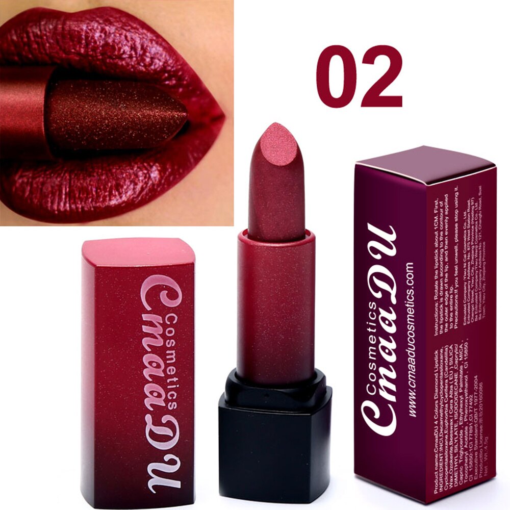 CmaaDu Metal Lipstick Diamond Waterproof Makeup Long Lasting Not Fade Glitter Lip Stick Korea Cosmetics maquiagem TSLM2