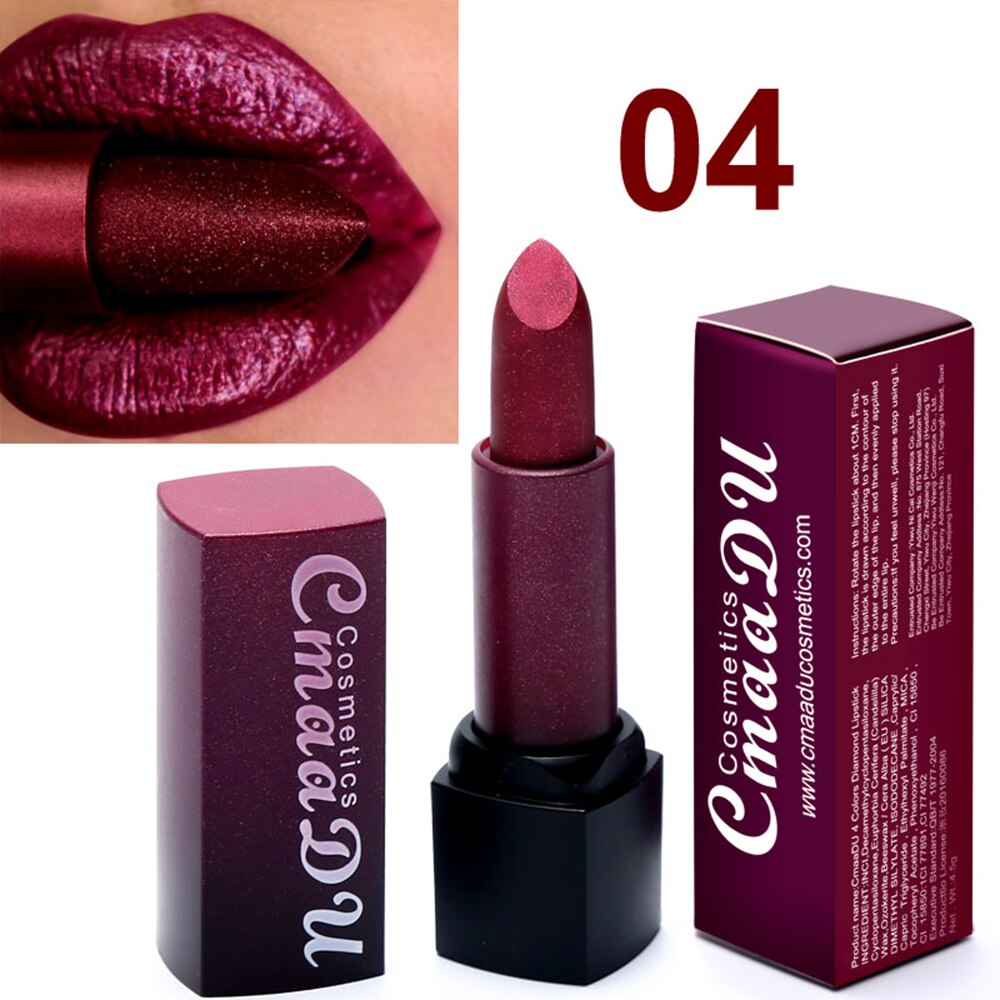 CmaaDu Metal Lipstick Diamond Waterproof Makeup Long Lasting Not Fade Glitter Lip Stick Korea Cosmetics maquiagem TSLM2