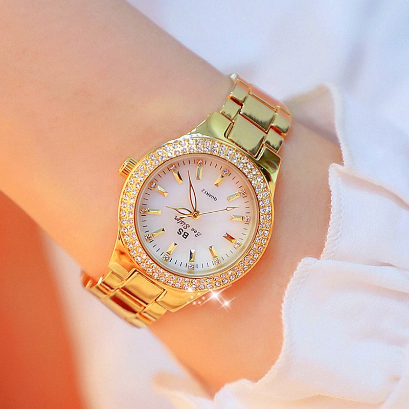 2020 Ladies Wrist Watches Dress Gold Watch Women Crystal Diamond Stainless Steel Watches For Women