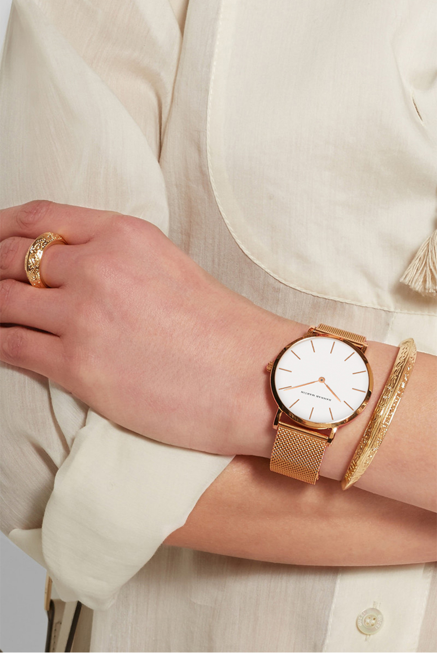 Japan Quartz Movement High Quality 36mm hannah Martin Women Stainless Steel Mesh Rose Gold Waterproof Ladies Watch Dropshipping