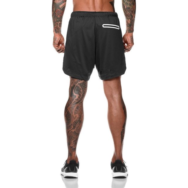 Joggers Shorts Mens 2 in 1 Short Pants Gyms Fitness Bodybuilding Workout Quick Dry Beach Shorts Male Summer Sportswear Bottoms