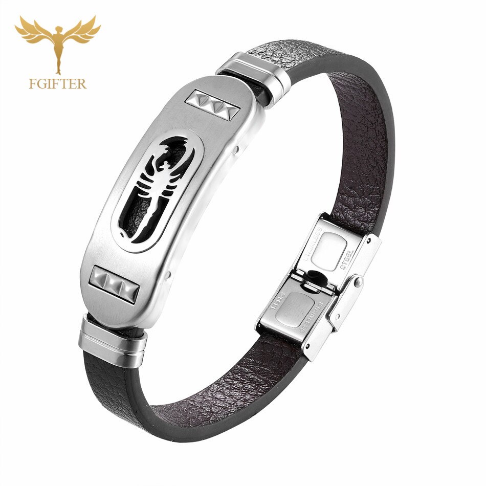 Punk Scorpion Bracelet Mens Leather Bracelets High Quality Stainless Steel Leather Jewelry for Men Accessory Rock Male Bangles