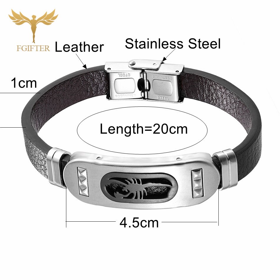 Punk Scorpion Bracelet Mens Leather Bracelets High Quality Stainless Steel Leather Jewelry for Men Accessory Rock Male Bangles
