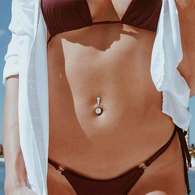 1pc Sexy Dangling Navel Belly Button Rings Belly Piercing Crystal Surgical Steel Woman Body Jewelry Barbell Women Accessories