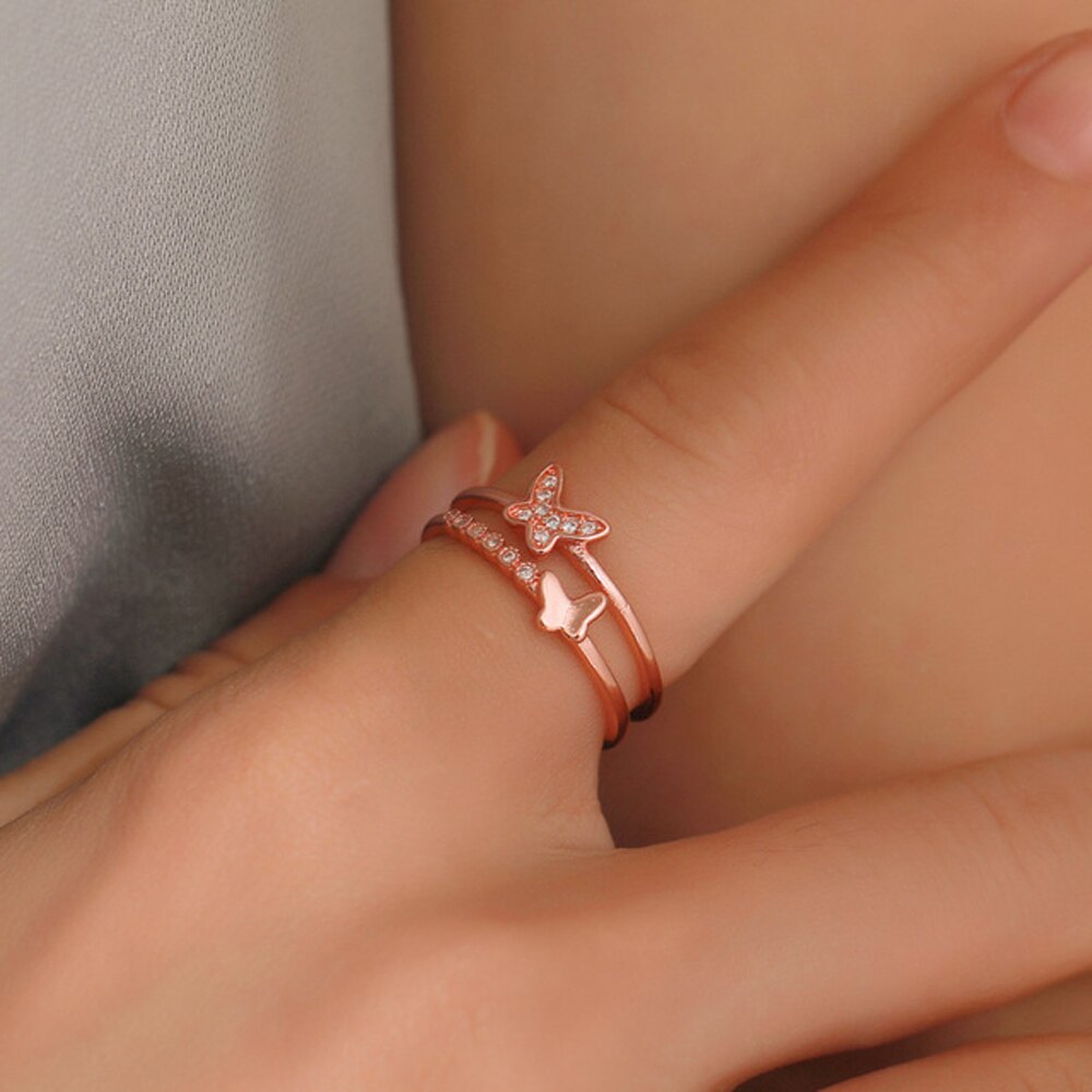 2020 Boho Female Open Star Moon Rings For Women Rose Gold Color Filled Cute White Crystal Ring Staking Minimalist Jewelry 2020 Boho Female Open Star Moon Rings For Women Rose Gold Color Filled Cute White Crystal Ring Staking Minimalist Jewelry