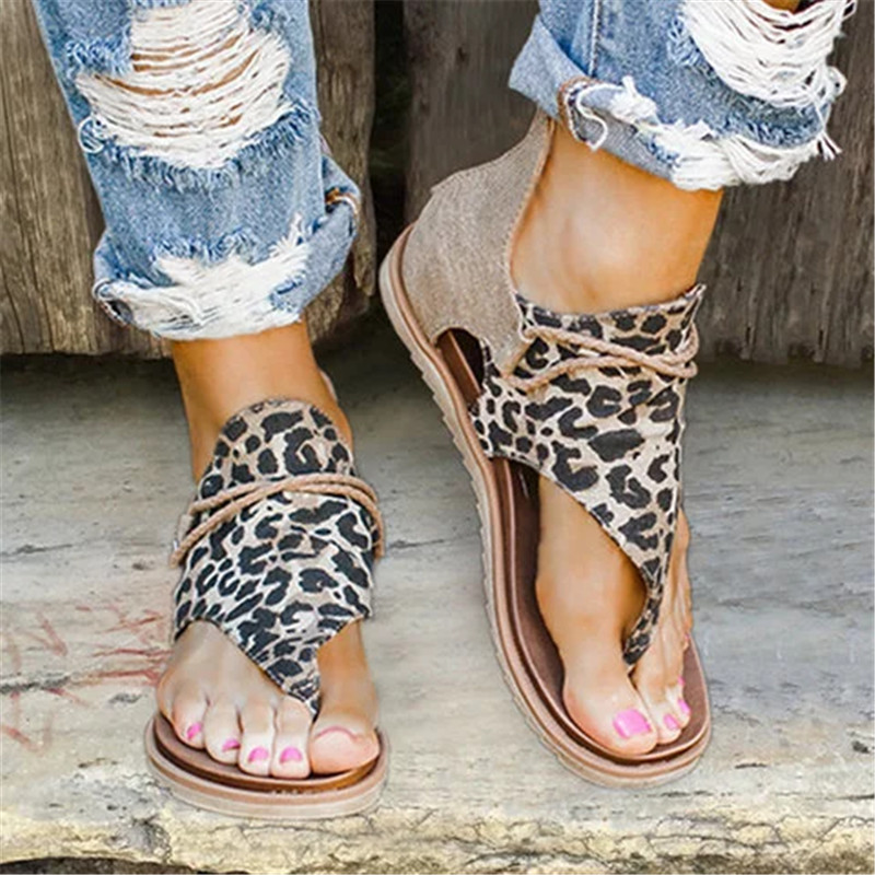 2020 Women Sandals Leopard Print Summer Shoes Women Large Size Andals Flat Women Sandals Womens Summer Shoes Sandals босоножки