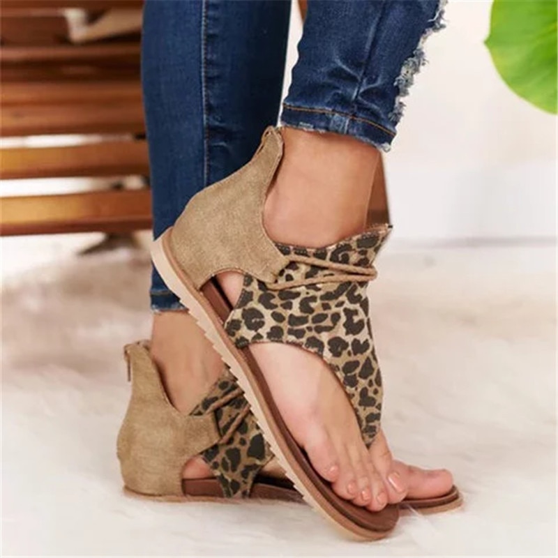 2020 Women Sandals Leopard Print Summer Shoes Women Large Size Andals Flat Women Sandals Womens Summer Shoes Sandals босоножки