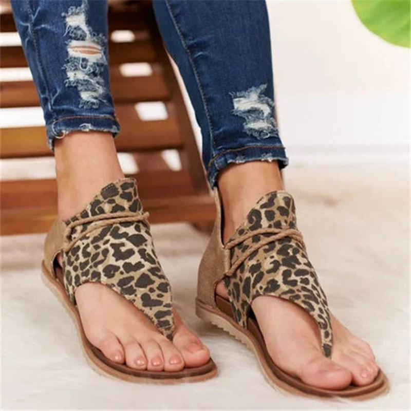 2020 Women Sandals Leopard Print Summer Shoes Women Large Size Andals Flat Women Sandals Womens Summer Shoes Sandals босоножки