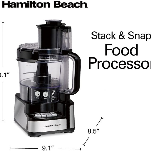 Hamilton Beach 12-Cup Stack & Snap Food Processor & Vegetable Chopper, Black
