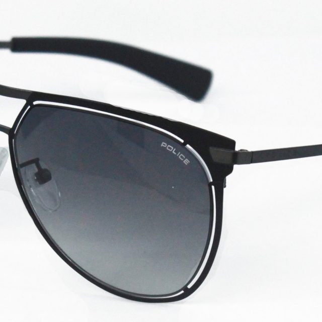 Police SPL157 0531 Aviator Sunglasses Black Gray Polarized Lens with UVA and UVB Protection