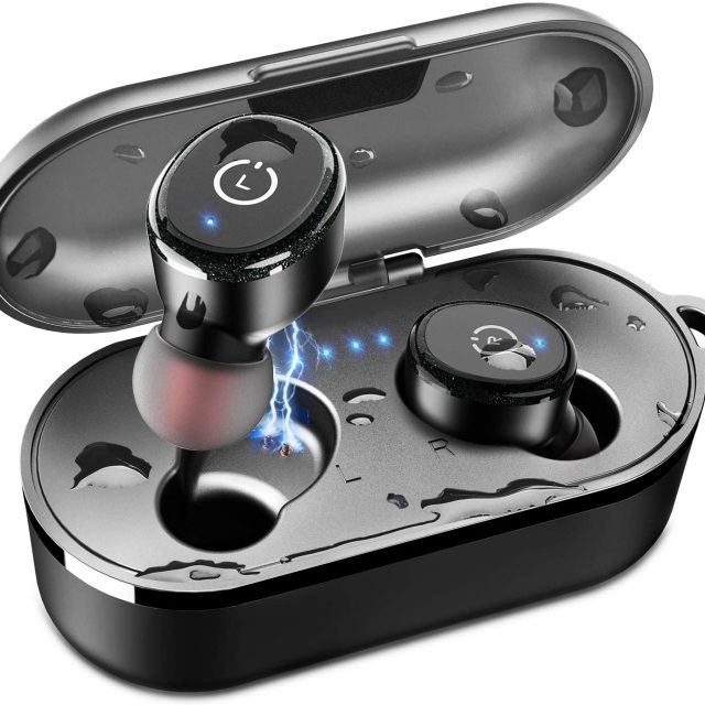 TOZO T10 Bluetooth 5.0 Wireless Earbuds with Wireless Charging Case IPX8 Waterproof TWS Stereo Headphones in Ear Built in Mic with Noise Reduction Headset Premium Sound with Deep Bass for Sport and Leisure All Colors