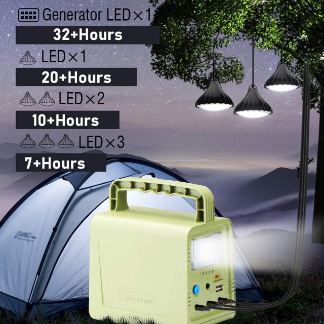 WAWUI Portable Power Station, Solar Generator with Solar Panel & Flashlights for Home Emergency Backup Power, Camping Lights with Battery, USB DC Outlets, best for Travelling, Camping and Emergency Backup at Home and Offices (42Wh)