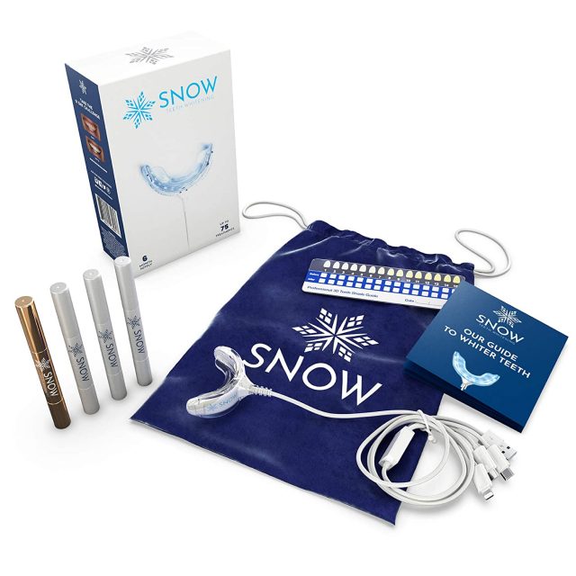SNOW Teeth Whitening Kit with LED Light | Complete at Home Whitening System – Best Results – Safe for Sensitive Teeth, Braces, Bridges, Crowns, Caps & Veneers