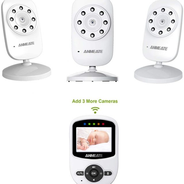 ANMEATE Video Baby Monitor with Digital Camera 2.4Ghz Wireless Video Monitor with Temperature Monitor, 960 feet Transmission Range, 2-Way Talk, Night Vision, High Capacity Battery