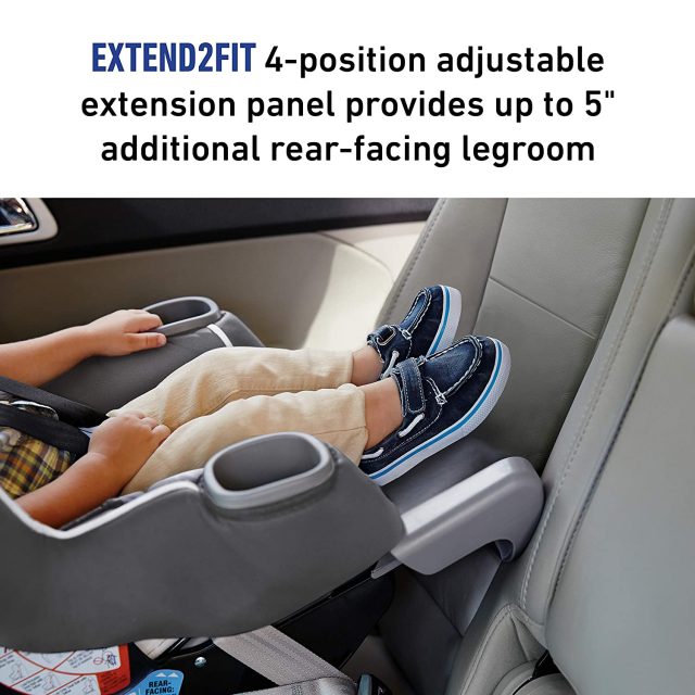 Graco Extend2Fit Convertible Car Seat, Ride Rear Facing Longer with Extend2Fit, Gotham for Child’s Safety