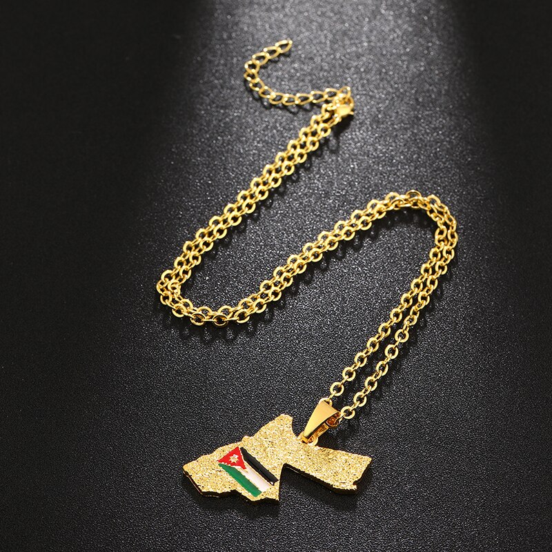 SONYA Hashemite Kingdom Jordan Map and Flag Pendant Necklaces For Women ...